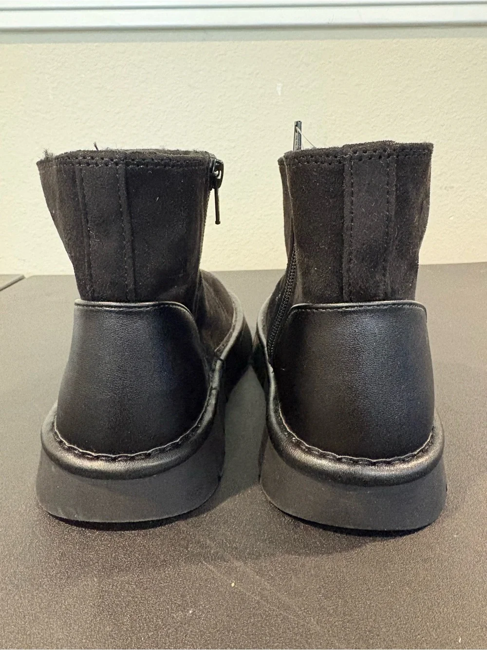 Cat & Jack Girls Honor Faux Suede Style Fur Lined Black Boots Toddler Youth 13